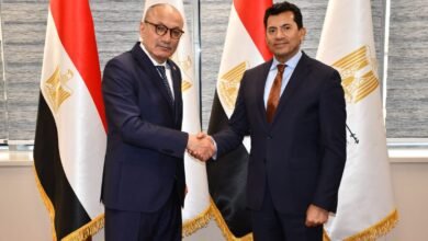 "د.أشرف صبحي" وزير الشباب والرياضة أثناء استقباله "صالح موطلو شن" السفير التركي بالقاهرة،بمقر الوزارة بالعاصمة الإدارية الجديدة
