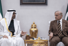 رئيس الوزراء الباكستانى "محمد شهباز شريف"، الشيخ محمد بن زايد آل نهيان رئيس دولة الإمارات العربية المتحدة وحاكم أبوظبي
