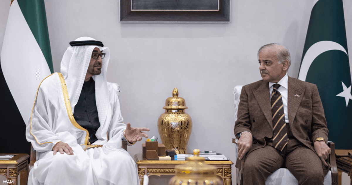 رئيس الوزراء الباكستانى "محمد شهباز شريف"، الشيخ محمد بن زايد آل نهيان رئيس دولة الإمارات العربية المتحدة وحاكم أبوظبي