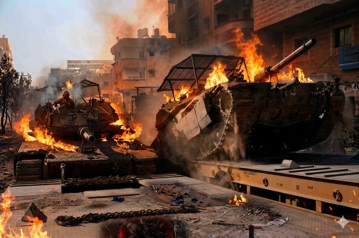 دبابات إسرائيلية مدمرة