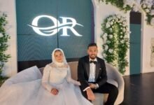العروسان المهندس "خالد جمال" والآنسة "منة الله هانى"