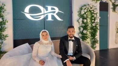 العروسان المهندس "خالد جمال" والآنسة "منة الله هانى"